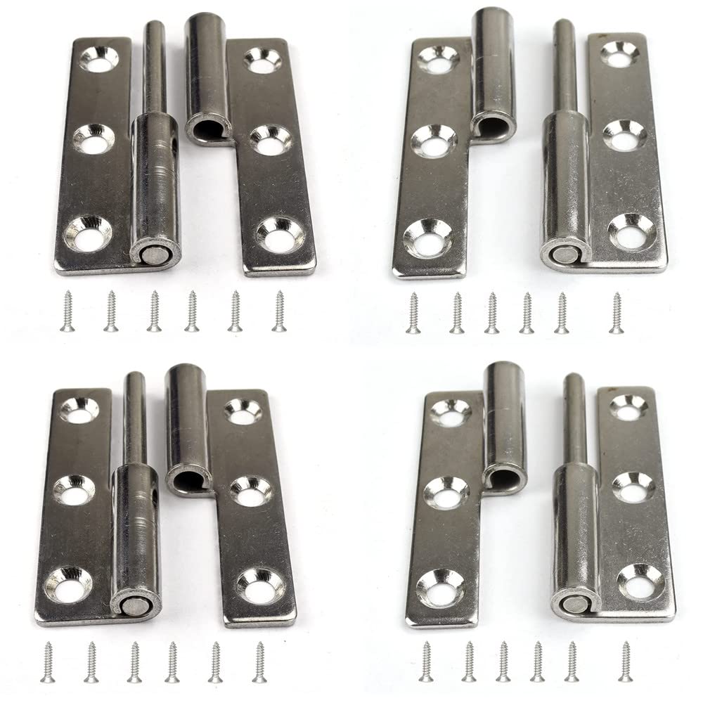 4pcs 3" Lift Off Hinges,Detachable Door Hinges,Small Slip Joint Stainless Flag Hinge,Door Lift-Off Hinge (Right Handed 2Pcs+ Left Handed 2Pcs)