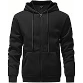 Jskoa Mens Zip up Fleece Hoodie Long Sleeve Sweatshirt with Zipper Pocket Lightweight Sports Hooded jacket