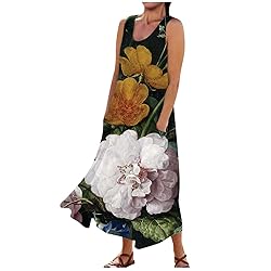 Sundresses for Women Sleeveless Casual Round Neck