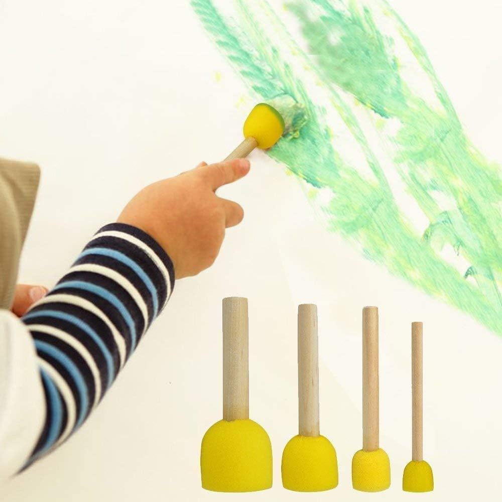 WAFJAMF 28-Pieces Assorted Size Round Sponges Brush Set, Paint Tools for Kids