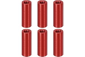 PATIKIL 6pcs M3 Metal Threaded Standoff Spacer Nuts, Round Aluminum Spacers Female Coupling Screws, 1/8" ID x 3/16" OD, Red, (15mm L)