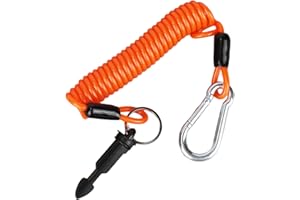 Trailer Brake Away Cable, 6ft High Rebound Spring Emergency Safety Cable Strap with Pin and Carabiner Wire Coiled Breakaway S