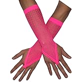 Seeksmile Women's Girls 80's Theme Party Fingerless Fishnet Gloves