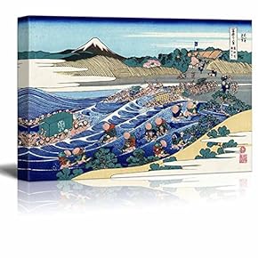 Canvas Wll Art - The Fuji from Kanaya by Japanese Artist Hokusai - Thirty-six Views of Mount Fuji Series - Giclee Print and Stretched Ready to Hang - 12"x18"