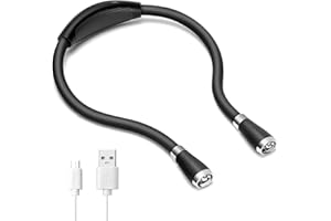 TSINGREE LED Neck Book Light USB Rechargeable, Hands Free, 4 Super Bright LED Bulbs, 3 Adjustable Brightness, Best for Reading in Bed,Knitting,Walking,Jogging,Mending in Night (Black)