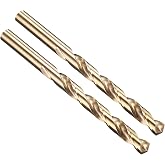 PATIKIL 11/32" Drill Bit M35 Cobalt 5% High-Speed Steel for Metal 2 Pack | Jobber Straight Shank 135&deg; Gold Finish for Stainless Steel Hard Metal