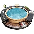 CUMYZO Hot Tub Surround Black Poly Rattan 56.15kg/123.53ib