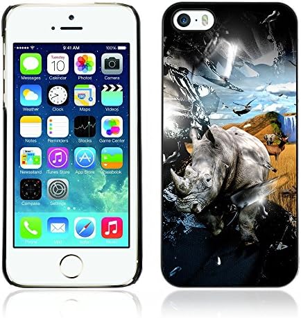 CASETOPIA / Rhino Blast / Apple Iphone 5 / 5S / Black Hard Back Case Cover Shell Armor Protection
