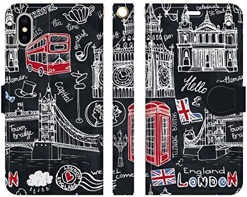 Amazon Co Jp Ruuu Iphonex Iphonexs 兼用 手帳型 スマホ ケース カバー ロンドン イラスト 手書き風 イギリス イングランド 国旗 英国 街並み 景色 家電 カメラ