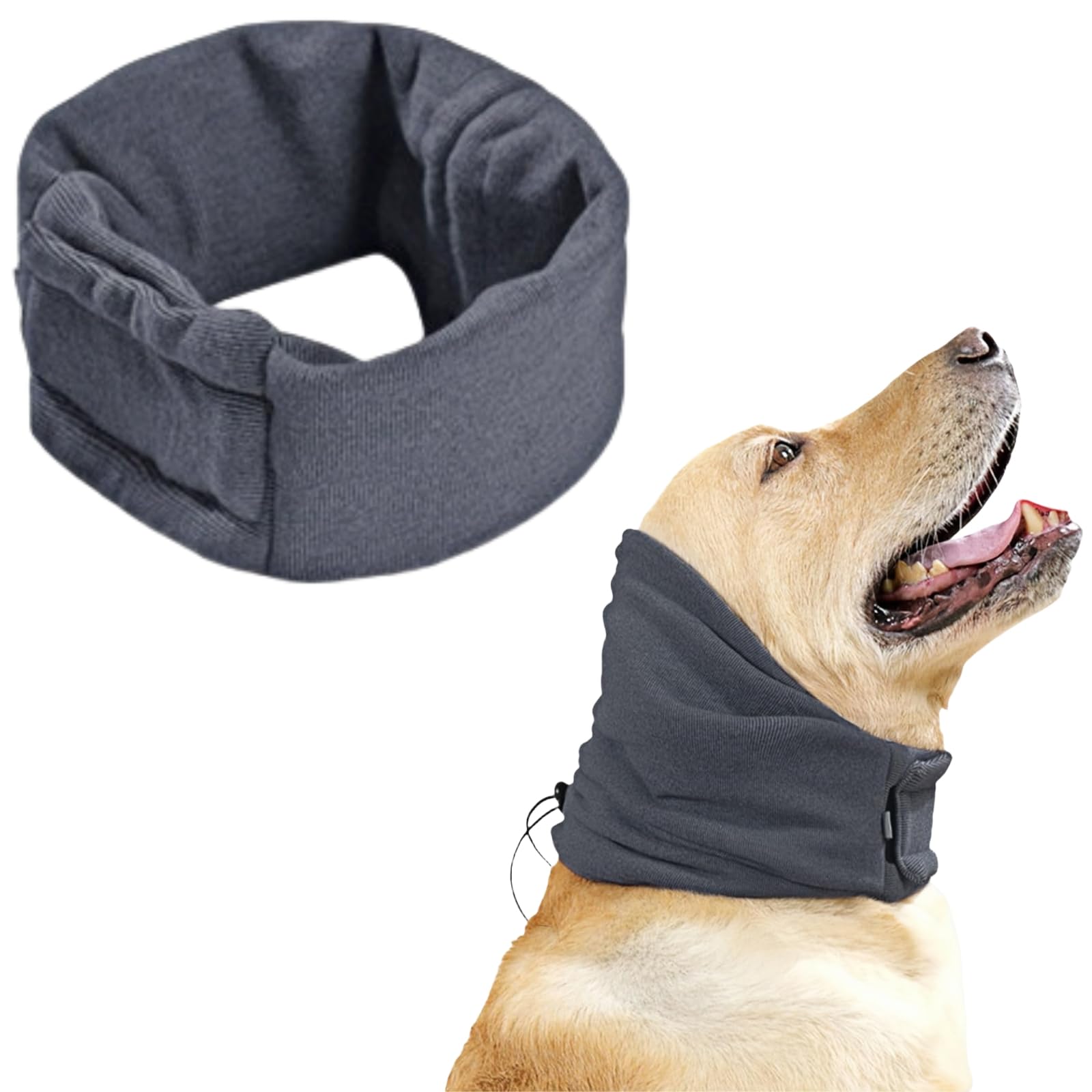 Dog Snood Ear Protectors Calming Hood for Dogs Ear Protection Anxiety Relief and Calming Noise Reducing Adjustable Muffs Dog Neck and Ear Warmer (L)