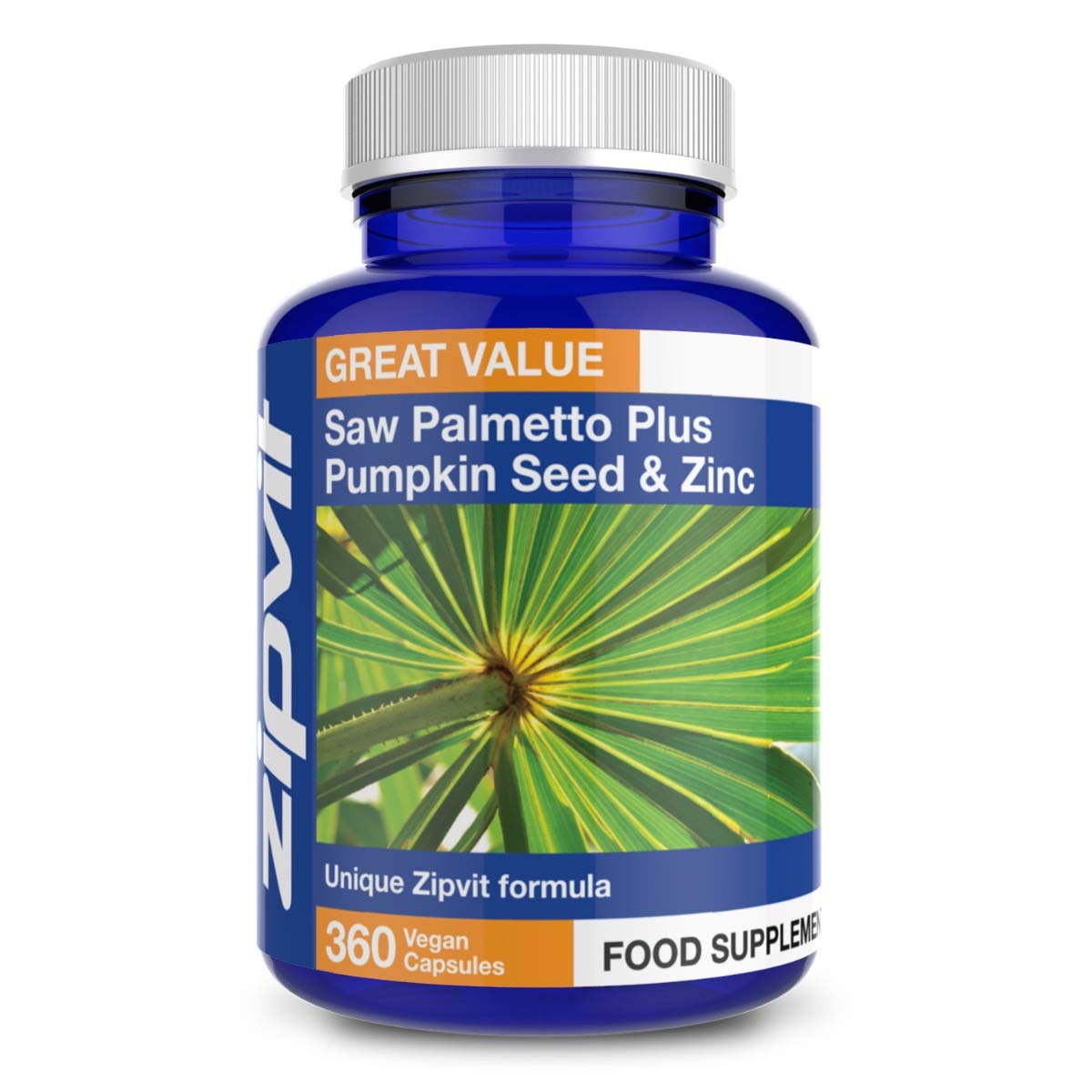 Saw Palmetto Plus Pumpkin & Zinc, 360 Vegan Capsules. Ideal Supplement