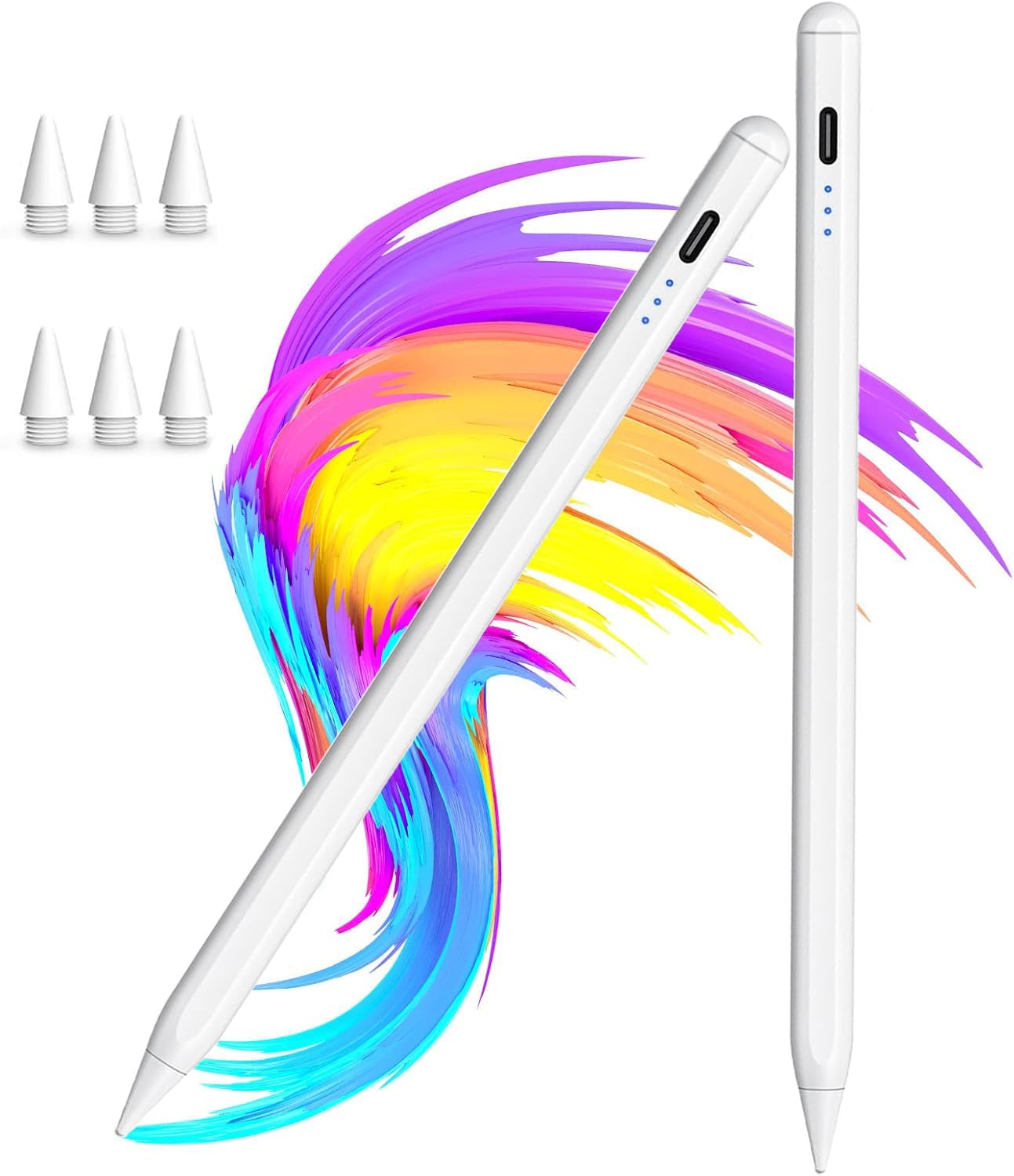 Photo 1 of ?2Pack? Stylus Pen for Apple iPad 2018-2025 A16 11/10/9/8/7/6,iPad mini A17 Pro/6/5,iPad Air M3/M2 11"/13"/5/4/3,iPad Pro M4 13"/12.9"/11" USB-C Fast Charging Pencil,Pixel-Perfect Tilt Sensitivity