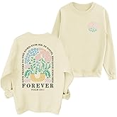 KEEVICI Women Christian Jesus Faith Sweatshirts Bible Verse Flower Floral Sweatshirt Religious God Graphic Oversized Hoodie