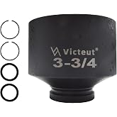 1" Drive 3-3/4" Jumbo Impact Socket, 6-Point, Heat Treated Cr-V Alloy Steel | One-Piece Forged, Surface Phosphating and Blackening Treatment, Anti-rust, Radius Corner Design, No Harm to Nut Corners