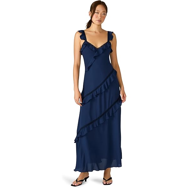 knee length dresses for ladies Steve Madden Adalina Maxi Ruffle Dress
