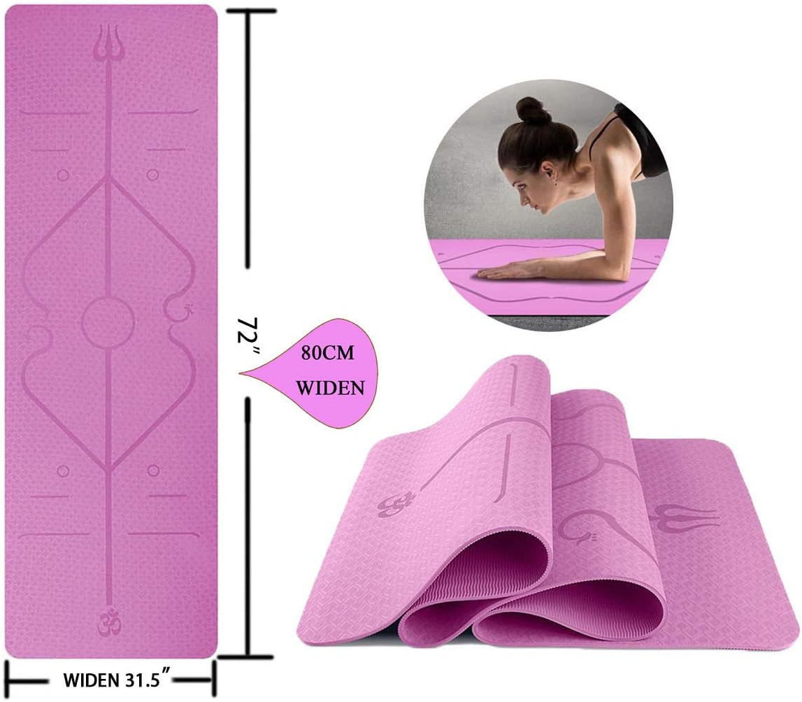 TPE Thick Yoga Mat for Women and Men 1/4” ALING Yoga Mat with Body