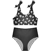 Girls Tankini Swimsuit Bathing Suit Two Piece Bikini Summer Beach Swimwear with Adjustable Strap 3-12 Years Cheetah Leopard