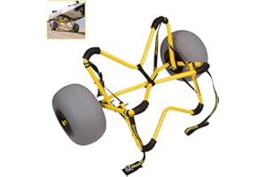 Suspenz Kayak Canoe Trailer Cart, Heavy Duty Deep-V Beach Trolley with Balloon Wheels for Sand Transport (22-7705), Yellow