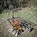 TITAN GREAT OUTDOORS Ash & Ember Adjustable Swivel Grill, Steel Mesh Wire Cooking Grate with Spike Pole, Open Fire Portable BBQ Camping Gear