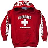 LIFEGUARD Kids Miami Beach Florida Life Guard Sweatshirt Red Hoodie-XS
