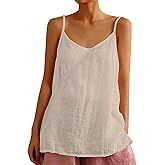 Womens Tank Tops Summer Casual Sleeveless V Neck Camisole Loose Fit Spaghetti Strap Cami Shirts