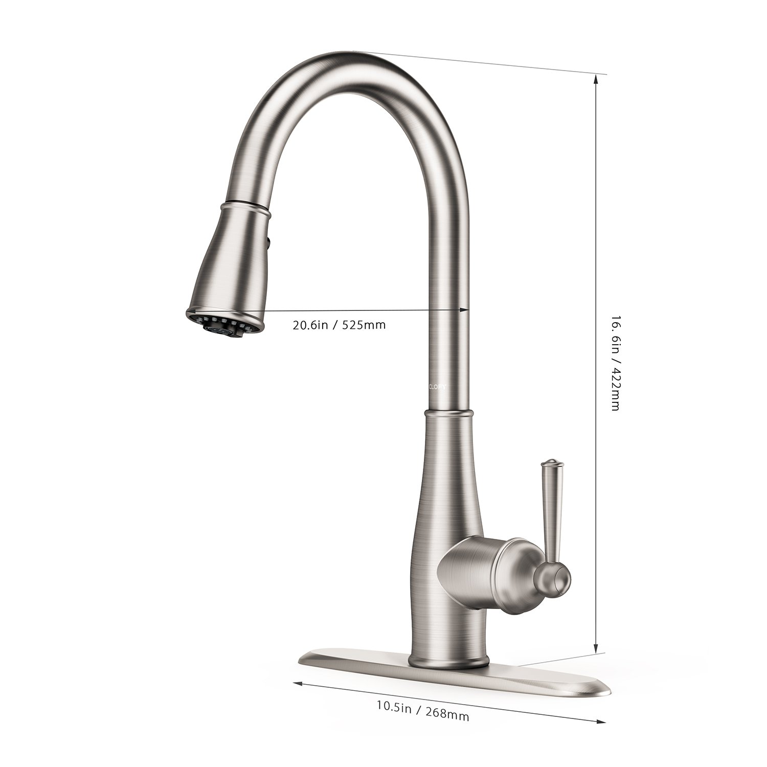 CLOFY Kitchen Sink Faucet - 3 Function Spray Single Handle High Arc Brushed Nickel Pull out Kitchen Faucet, Kitchen Sink Faucets with Pull down Sprayer