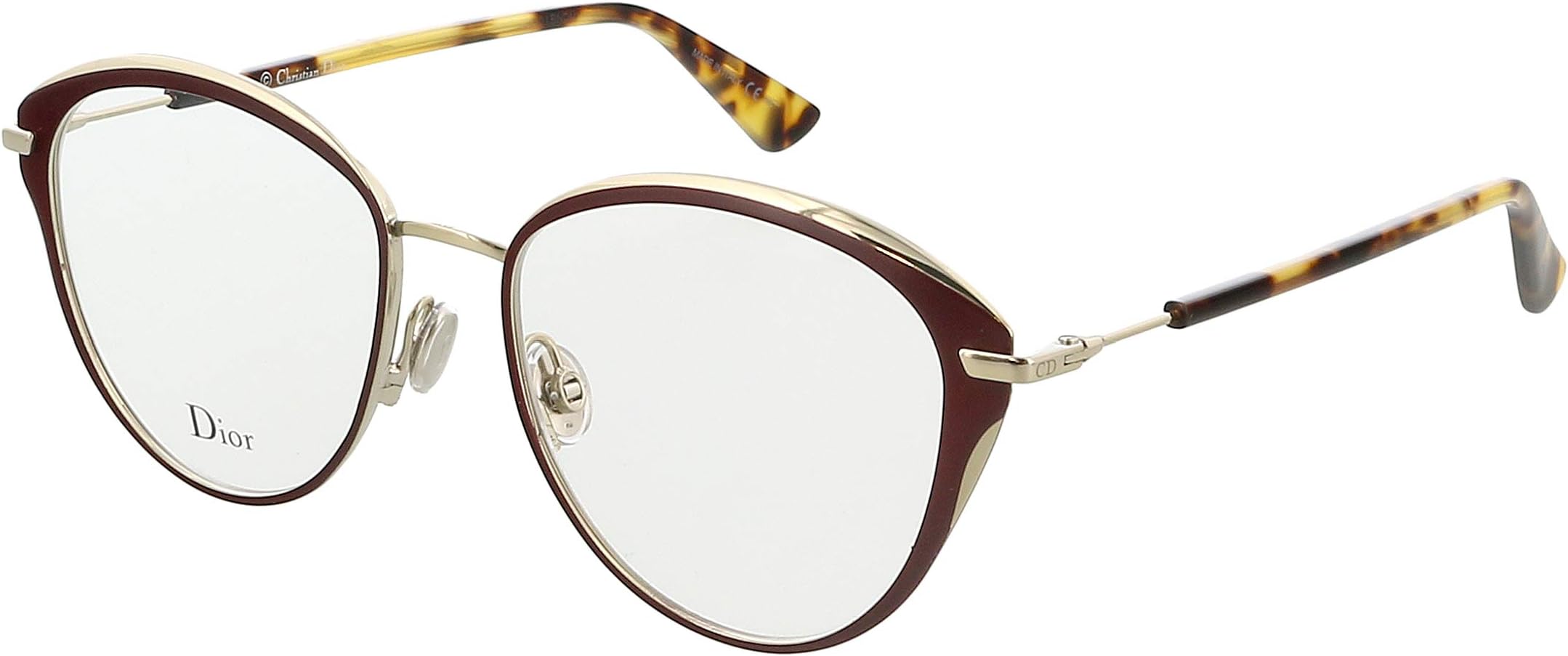 Authentic Christian Dior DIORESSENCE 20 0E28 Semi Matte Burgundy/Gold Red Eyeglasses