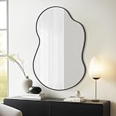 WallBeyond Irregular Wall Mirror &ndash; Asymmetrical Mirror with Aluminum Alloy Frame, Decorative Wall Mirror for Living Room, Bedroom, Bathroom, and Entryway 36" H x 24" W (Black)