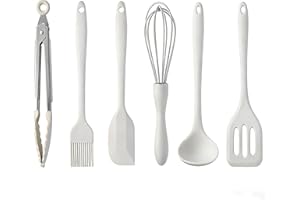 6 Pieces Silicone Kitchen Utensil Set, Food Grade Cooking Tools, Upgrade Strong Handle with Ergonomic Grip, Heat Resistant fo