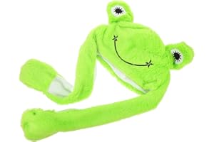 Frog Hat with Ears Moving - Plush Animal Cap Jumping Pop Up Beating Hat Holiday Frog Cosplay Birthday Green