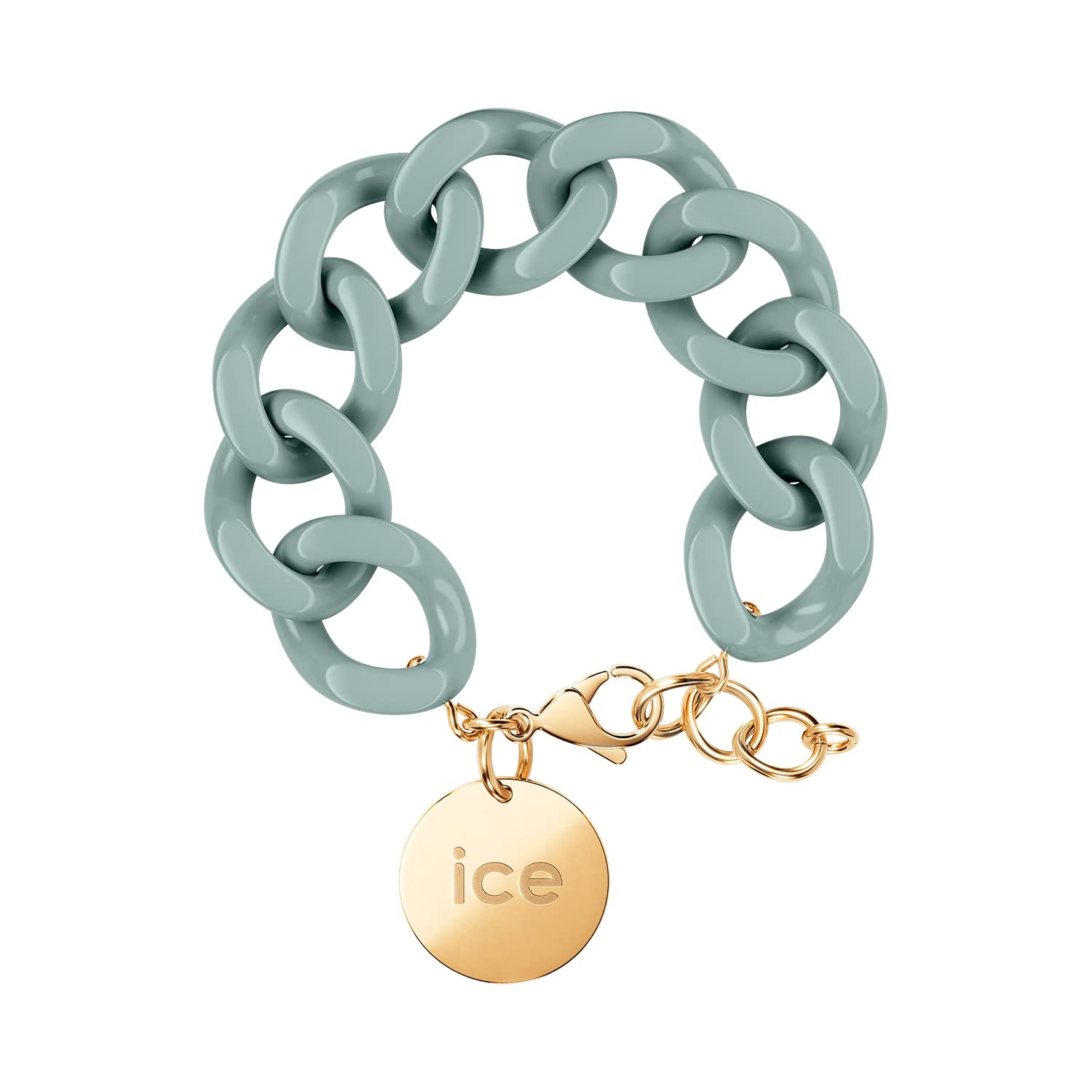 ICE - Jewellery - Chain bracelet - Lagoon Green - Chunky Chain Bracelet for Women in Green Colour with a Gold Medal (020357)