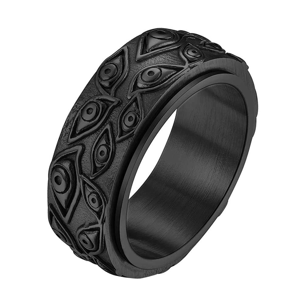 nylry Titanium Stainless Steel Spinner Ring Eye of God Ring Vintage Engraved Eye of Providence Stress Relieving Anxiety Rings All Seeing Eye of Horus Ring Fidget Ring for Men Women Size 712, Metal,
