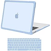 MOSISO Compatible with MacBook Air 13 inch Case M1 2021 2020 2019 2018 A2337 M1 A2179 A1932, Reduces-Fingerprints Case with Soft TPU Bumper Shell&Keyboard Cover for MacBook Air 13.3 M1, Air Blue
