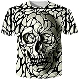 YUNCLOS Unisex Realistic 3D Printed Skull Hoodie Sweatshirts Funny Pullover Short Sleeve Shirt Blouse