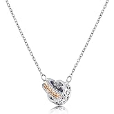 Linawe Moissanite Crystal Imitation Diamond Necklace for Women Trendy, Birthstone Rhinestone Dainty Jewelry, Circle Pendant Stainless Steel Chain Necklaces, Gold, Rose Gold and Silver Tones