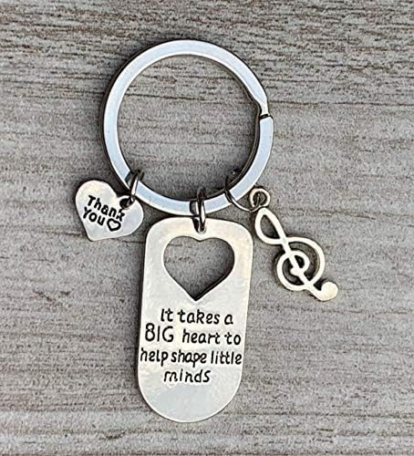 Music Teacher Keychain, Music Note Jewelry, Gift For Music Instructors, It Takes a Big Heart to Teach Little Minds