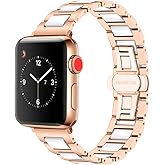 YISIWERA 42mm 44mm 45mm 49mm 38mm 40mm 41mm Ceramic Black White Blue Straps Stainless Steel Silver Rose Gold Watch Band Compatible for Apple Watch Ultra 2 Bands for iWatch Series 9 8 7 6 5 4 3 2 1 SE for Women Men