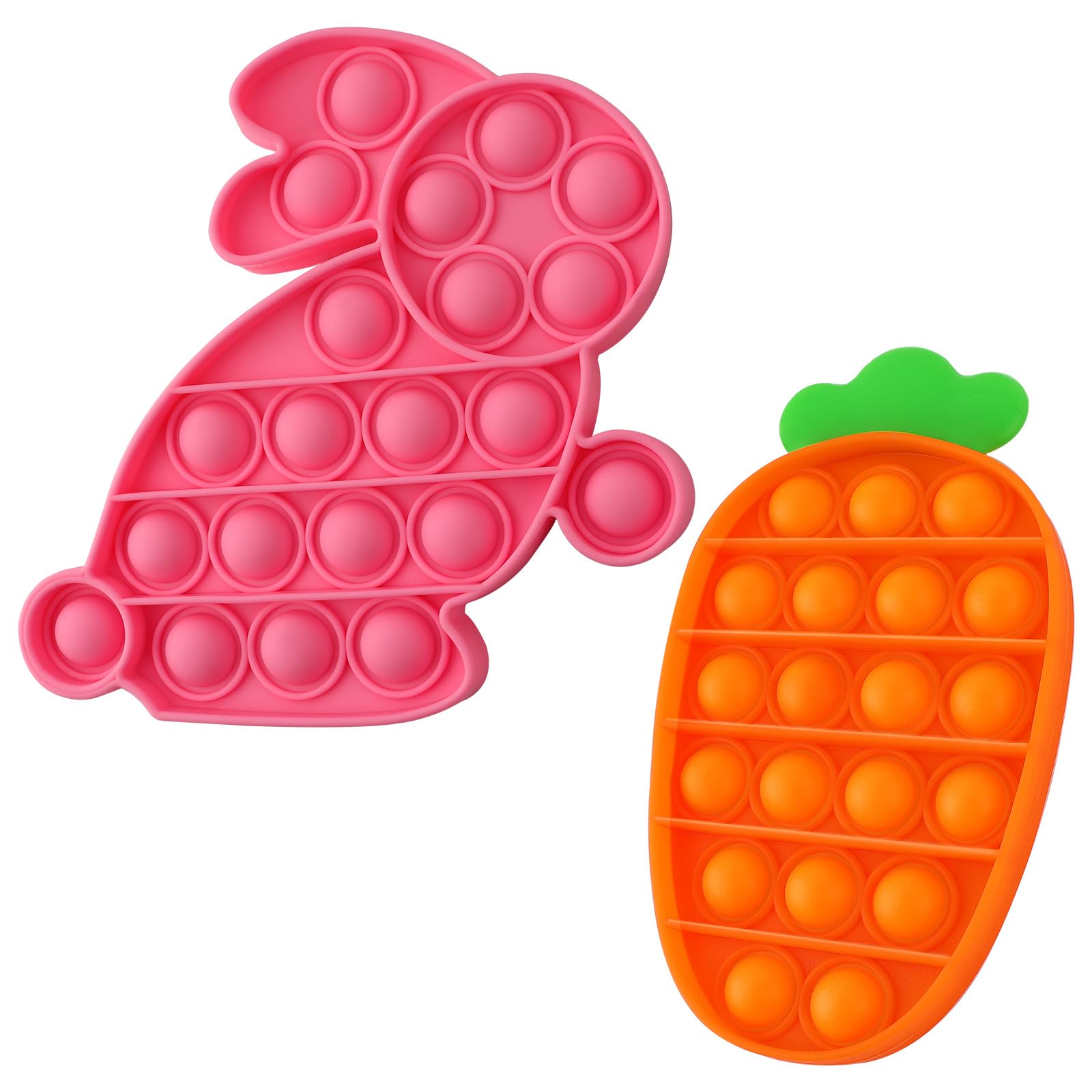 2 PCS Easter Bunny Fidgets, Bunny Carrot Sensory Fidgets, Stress Anxiety Relief Squeeze Fidget for Gifts, Goodie Bag Filler, Easter Party Favors