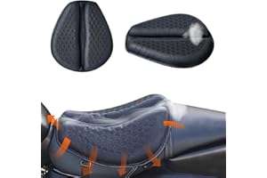 Lwuckbarrt Universal Motorcycle Gel Seat Cushion for Front/Rear Moto Seats 3D Honeycomb Motorcycle Seat Cover Structure Breathable Shock Absorption for Comfortable (Medium - Foldable seats)
