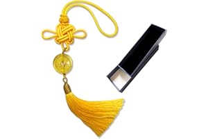 Ori Yuan Feng Shui Coin,Crystal Coin， Lucky Coin with Chinese Tassels Knot, Combining Traditional Chinese Knot with Modern Crystal Energy ， Wealth, Good Luck, and Success - 1 Pack (Yellow)