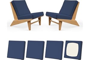 Vorshape 4Pcs Patio Stretch Cushion Covers, Outdoor Couch & Sofa Replacement Slipcovers for Patio Furniture Cushion Covers, Washable Reusable Furniture Protector, Square Large, Navy Blue