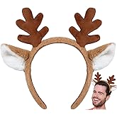 Reindeer Antlers Headband, Deer Antlers Headband, Reindeer Ears Deer Ears for Reindeer Costume Adult Halloween Cosplay, Parties, Christmas Headbands for Women, Not a Toy, For users aged 15 and Above.