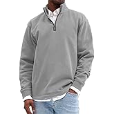 Estokap Men's Quarter Zip Pullover Mock Neck Sweatshirt Long Sleeve Polo Shirt Lightweight Casual Pullover Top