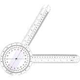 Goniometer 12 inch, Transparent Orthopedic Angle Ruler Plastic Goniometer, 360 Degree Clear Protractor Physical Therapy for Body Measuring Tape Goniometer Protractor Ruler