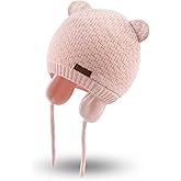 Bamery Baby Crochet Hat Infant Cute Bear Ear Beanie Toddler Boys Girls Earflap Hats for Fall Winter Warm Cap