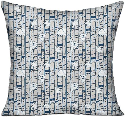 HotNewbee Cushion Case Bears Birch Forest Snow Pattern Cushion Case Pillow with Pleasing Feeling &amp; Harmless To Skin for Daily Necessities Keep Warm