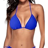 Women's Triangle Bikini Top String Push up Padded Halter Bathing Suit Top