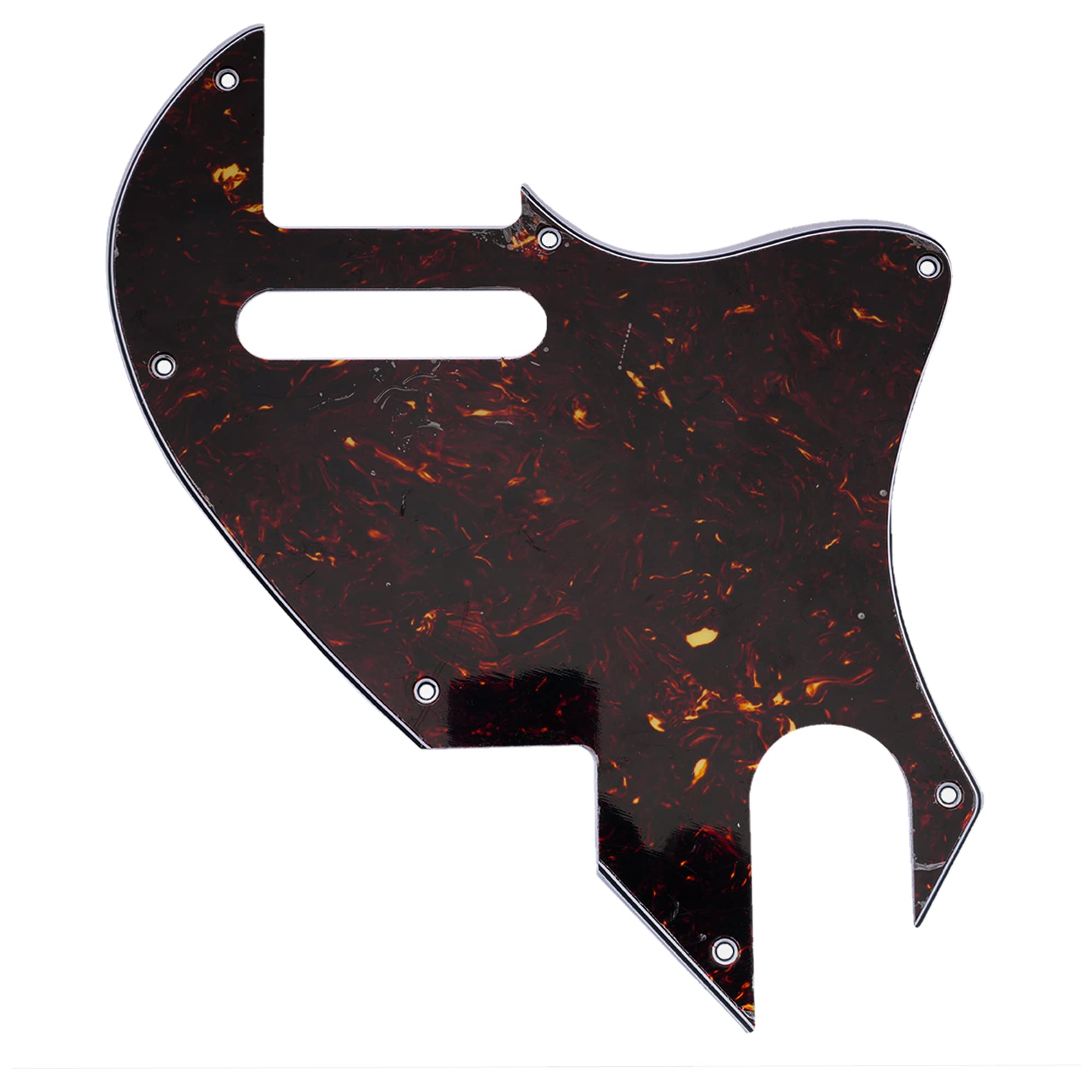 Musiclily Pro 7 Holes Guitar Pickguard for Fender F-Hole Hybrid Tele Style Electric Guitar, 4ply Tortoise Shell