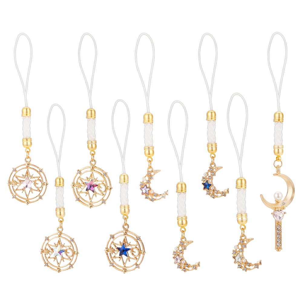 BENECREAT 9PCS Magic Wand Smartphone Charms, Cute Keychain Lanyard String Fashion Straps Decor Lanyards for Phone Cases, Bags, Keys, 90~115mm Long