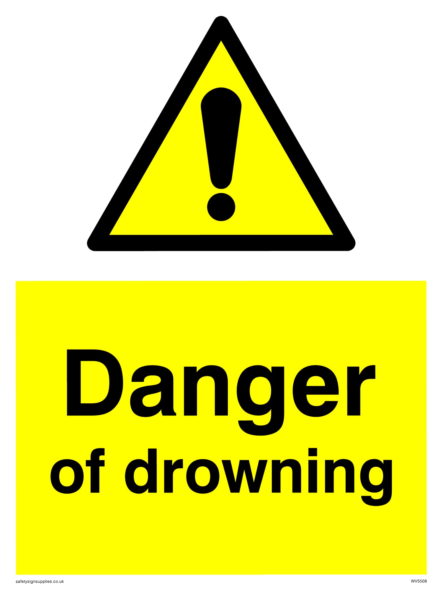 Pack of five - Danger Of Drowning Sign - 150x200mm - A5P